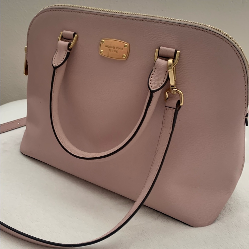 Michael Kors Baby Pink Top Handle + Cross Body Bag Dome Satchel Purse with Strap